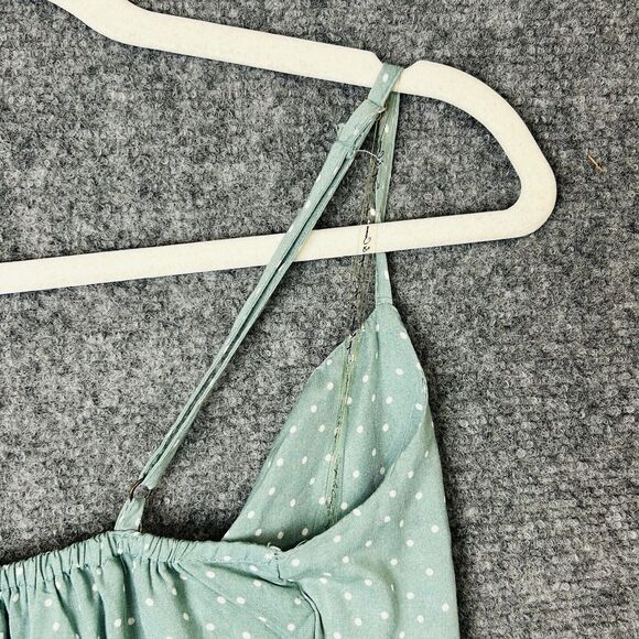 Sugar & Cream Sunsations Women's Sz S Spaghetti Strap Green Polka Dot Sun Dress - Picture 8 of 11